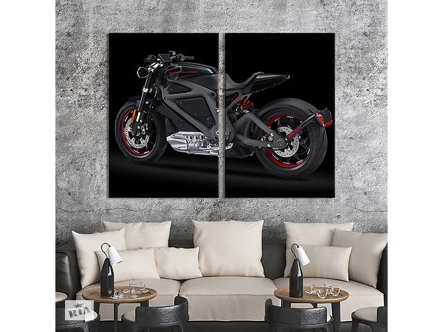 Картина на холсте KIL Art Мотоцикл Harley-Davidson на электричестве 165x122 см (1328-2)