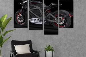 Картина на холсте KIL Art Мотоцикл Harley-Davidson на чёрном фоне 89x56 см (1328-42)