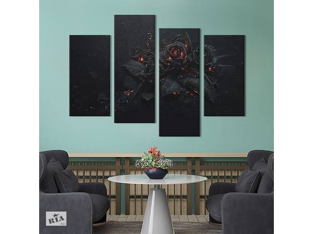 Картина на холсте KIL Art Мрачная чёрная роза 89x56 см (1011-42)