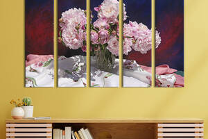 Картина на холсте KIL Art Натюрморт с нежно-розовыми пионами 132x80 см (787-51)