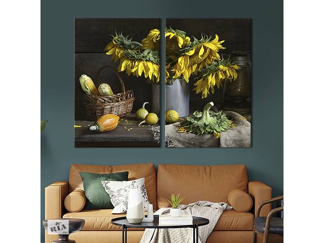 Картина на холсте KIL Art Натюрморт с солнечными подсолнухами 165x122 см (993-2)