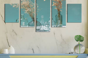 Картина на холсте KIL Art Необычные букеты сухих трав в стеклянных вазах 187x94 см (948-52)