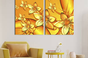 Картина на холсте KIL Art Необычные золотые цветы 165x122 см (807-2)
