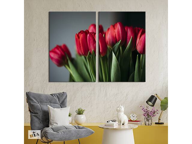 Картина на холсте KIL Art Нежные малиновые тюльпаны 111x81 см (962-2)