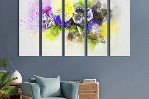 Картина на холсте KIL Art Нежные цветы анютины глазки 132x80 см (852-51)