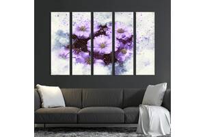 Картина на холсте KIL Art Нежные цветы фиолетового цвета 132x80 см (860-51)