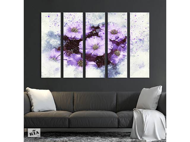 Картина на холсте KIL Art Нежные цветы фиолетового цвета 87x50 см (860-51)
