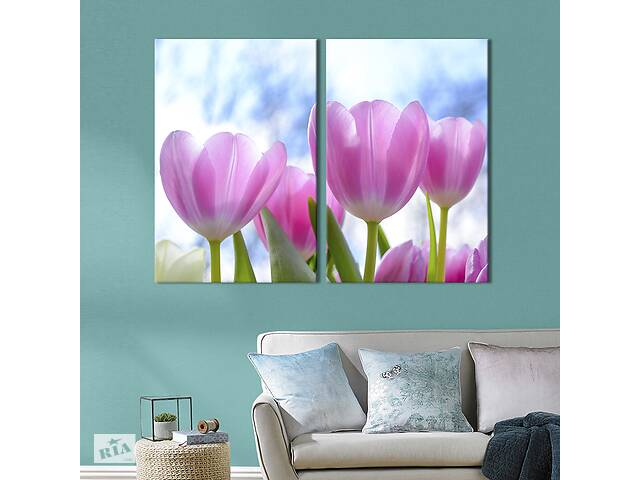 Картина на холсте KIL Art Нежные тюльпаны под ясным небом 71x51 см (900-2)