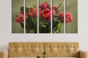 Картина на холсте KIL Art Нежный букет красных тюльпанов 87x50 см (1007-51)