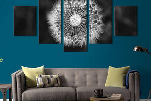 Картина на холсте KIL Art Нежный одуванчик на чёрном фоне 187x94 см (800-52)
