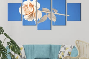 Картина на холсте KIL Art Одинокая бежевая роза на голубом фоне 162x80 см (801-52)