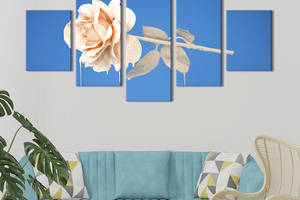 Картина на холсте KIL Art Одинокая бежевая роза на голубом фоне 112x54 см (801-52)