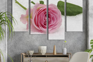 Картина на холсте KIL Art Одинокая розовая роза на снегу 129x90 см (981-42)