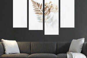 Картина на холсте KIL Art Одинокий белый цветок и папоротник 129x90 см (919-42)