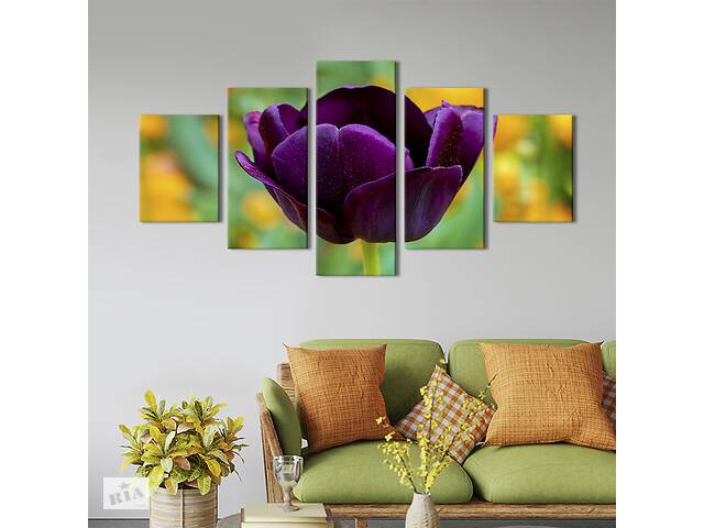 Картина на холсте KIL Art Одинокий фиолетовый тюльпан 112x54 см (1003-52)