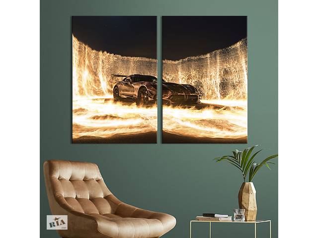 Картина на холсте KIL Art Огненный спортивный автомобиль 165x122 см (1401-2)