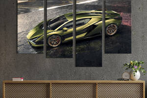 Картина на холсте KIL Art Оливковый Lamborghini Sian 129x90 см (1251-42)