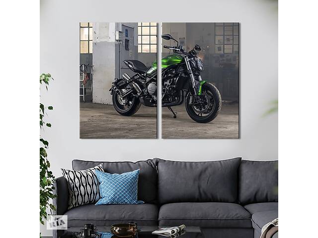 Картина на холсте KIL Art Оливковый мотоцикл Benelli 752S 111x81 см (1245-2)
