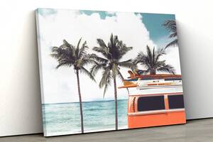 Картина на холсте KIL Art Оранжевый бус и пальмы на берегу 81x54 см (329)