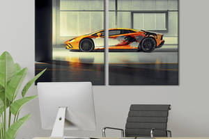 Картина на холсте KIL Art Оранжевый Lamborghini Aventador S 71x51 см (1248-2)