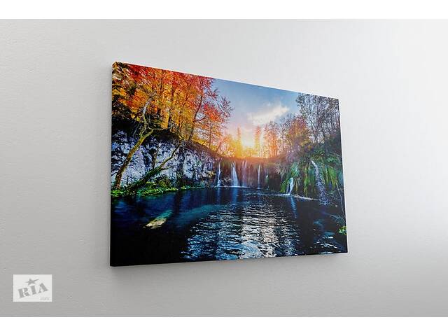 Картина на холсте KIL Art Озеро и водопад 51x34 см (351)