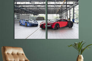 Картина на холсте KIL Art Пара автомобилей Bugatti Кампогальяно 111x81 см (1308-2)