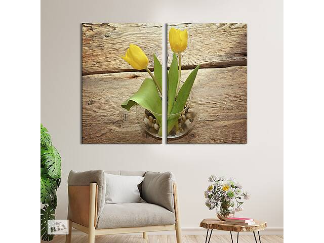 Картина на холсте KIL Art Пара жёлтых тюльпанов 71x51 см (1005-2)