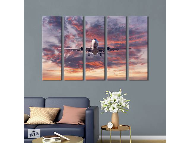 Картина на холсте KIL Art Пассажирский самолёт Boeing 132x80 см (1344-51)