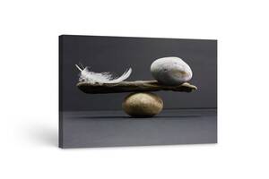 Картина на полотні KIL Art Перо та камінь - баланс 81x54 см (180)