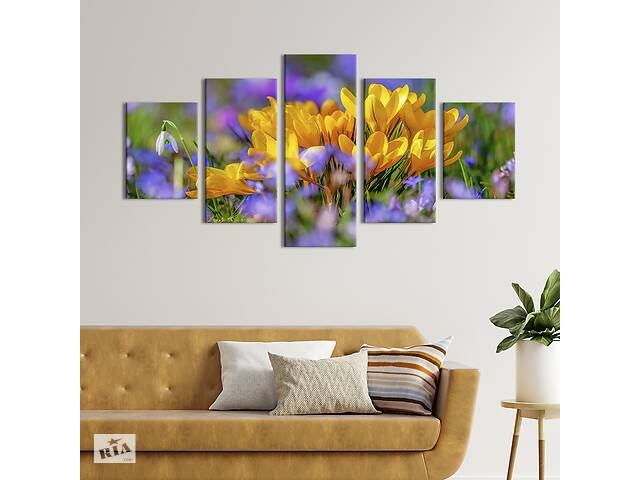 Картина на холсте KIL Art Первые весенние цветы 112x54 см (833-52)
