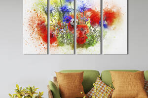 Картина на холсте KIL Art Полевые цветы на белом фоне 209x133 см (851-41)