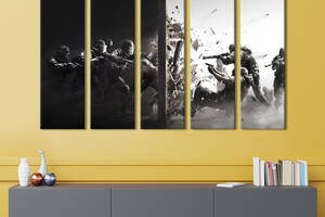 Картина на холсте KIL Art Постер шутера Tom Clancy's Rainbow Six Осада 132x80 см (1438-51)