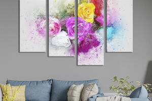 Картина на холсте KIL Art Праздничный букет разноцветных роз 89x56 см (862-42)