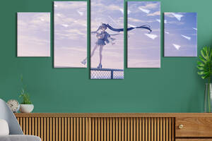 Картина на холсте KIL Art Прекрасная аниме-девушка на фоне неба 187x94 см (1526-52)