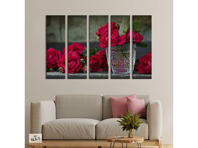 Картина на холсте KIL Art Прекрасная ваза и розы 132x80 см (984-51)