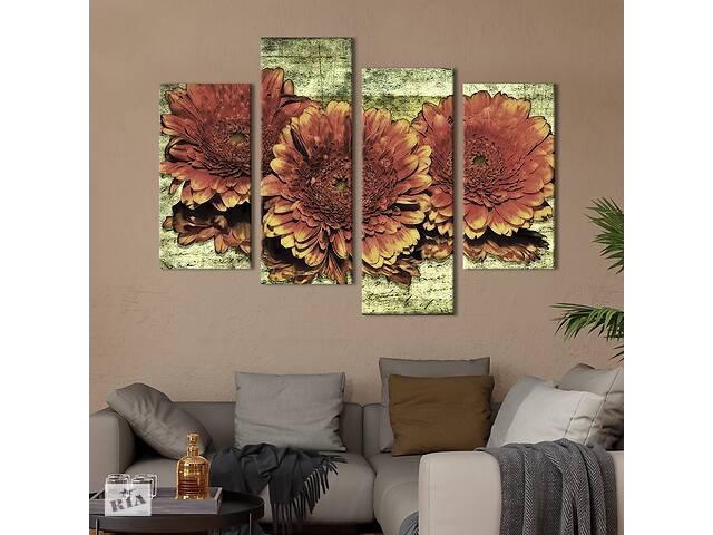 Картина на холсте KIL Art Прекрасные коричневые хризантемы 149x106 см (846-42)