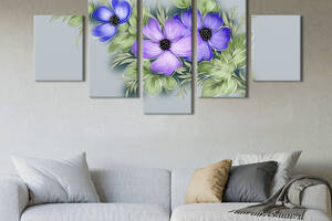 Картина на холсте KIL Art Прекрасные синие цветы на ветке 112x54 см (867-52)