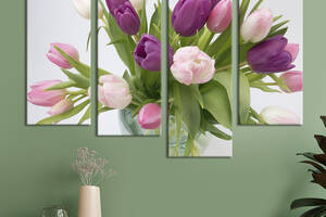 Картина на холсте KIL Art Прекрасные тюльпаны в прозрачной вазе 89x56 см (1002-42)