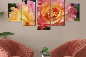Картина на холсте KIL Art Прекрасные жёлто-розовые розы 162x80 см (847-52)