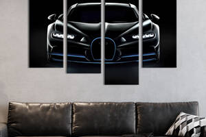 Картина на холсте KIL Art Премиум-авто Bugatti Chiron в чёрном цвете 89x56 см (1305-42)