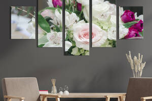 Картина на холсте KIL Art Приятный букет цветов с розами 162x80 см (942-52)