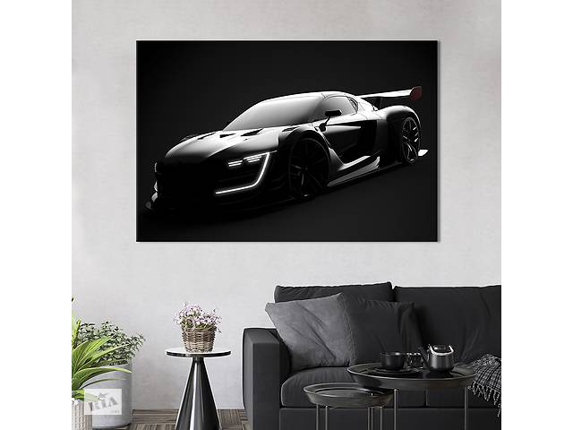 Картина на холсте KIL Art Призрачное чёрное авто 75x50 см (1293-1)