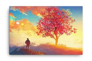 Картина на холсте KIL Art Путник возле красного дерева 81x54 см (350)