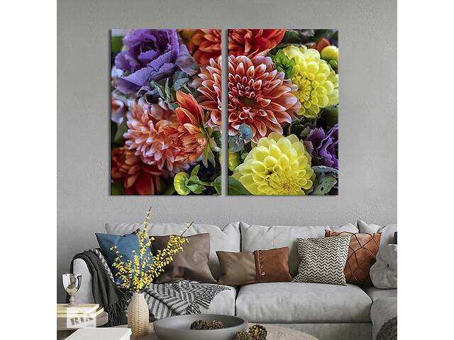 Картина на холсте KIL Art Пышные осенние цветы 165x122 см (949-2)
