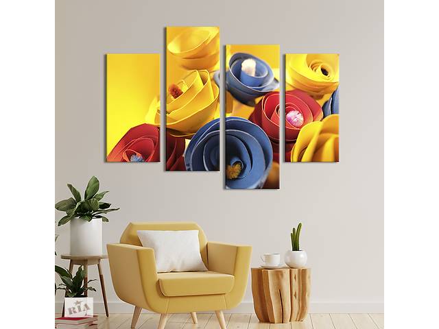 Картина на холсте KIL Art Разноцветные спиральные розы 89x56 см (832-42)