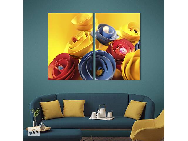 Картина на холсте KIL Art Разноцветные спиральные цветы 165x122 см (832-2)