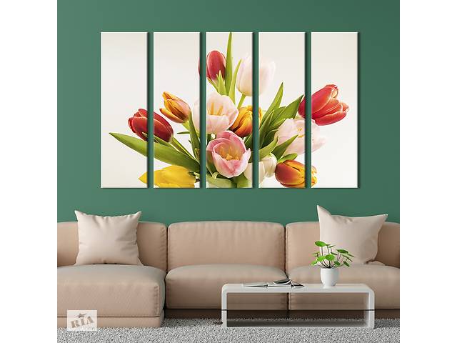 Картина на холсте KIL Art Разноцветные весенние тюльпаны 87x50 см (964-51)