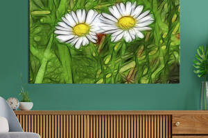 Картина на холсте KIL Art Ромашки на фоне зелени 75x50 см (893-1)
