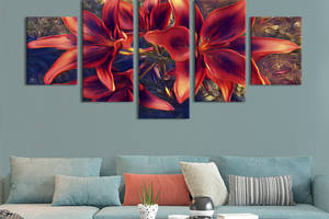 Картина на холсте KIL Art Роскошная бордовая лилия 187x94 см (973-52)