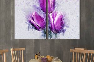 Картина на холсте KIL Art Роскошные фиолетовые тюльпаны 111x81 см (861-2)